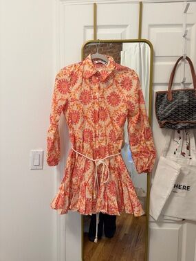 Zara Coral Pink and Cream Floral Mini Dress